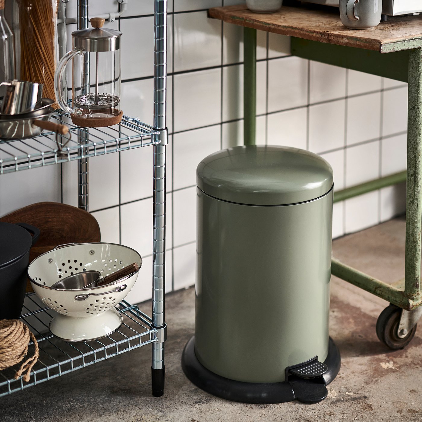 GÅNGSKYFFEL pedal bin, gray-green, 18 l (5 gallon) - IKEA CA