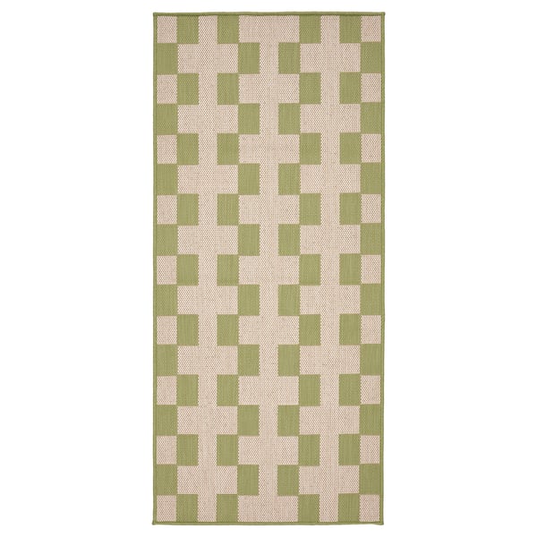 GÅNGSTIG Kitchen mat, flatwoven green/off-white, 2 ' 4 "x5 ' 3 "