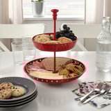 GARNERA Serving stand, two tiers, red