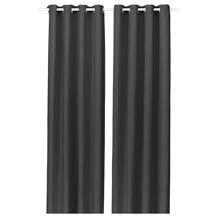GINSTMOTT curtains, 1 pair, dark gray/with eyelets, 145x250 cm (57x98 ...