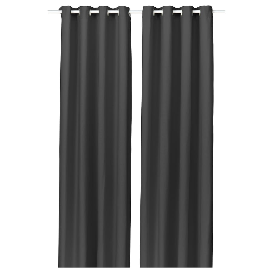 GINSTMOTT curtains, 1 pair, dark gray/with eyelets, 145x250 cm (57x98 ...