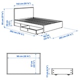 GLADSTAD Upholstered bed, 2 storage boxes, Kabusa light gray, Full/Double