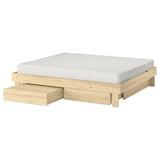GLAMBERGET Bed frame with storage and mattress, pine/Vesteröy medium firm, Full