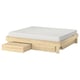 Option: GLAMBERGET Bed frame with storage and mattress, pine/Vesteröy medium firm, Full