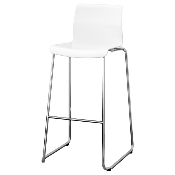 Glenn Bar Stool White Chrome Plated Ikea