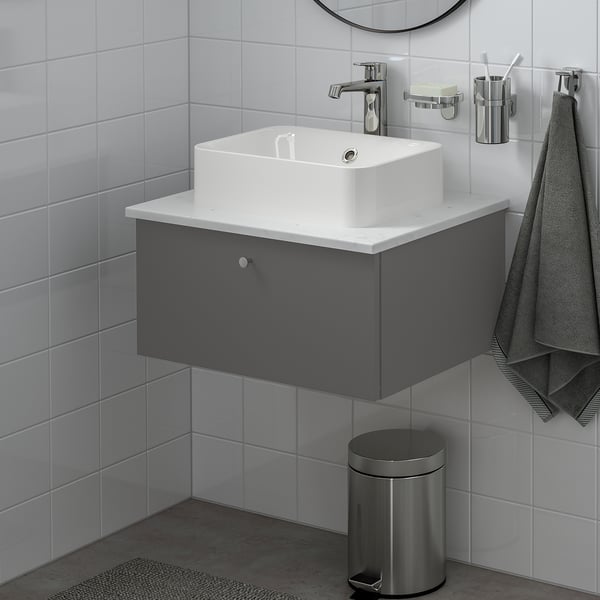 Bath vanity with 1 drawer, Gillburen dark gray, 60x47x29 cm