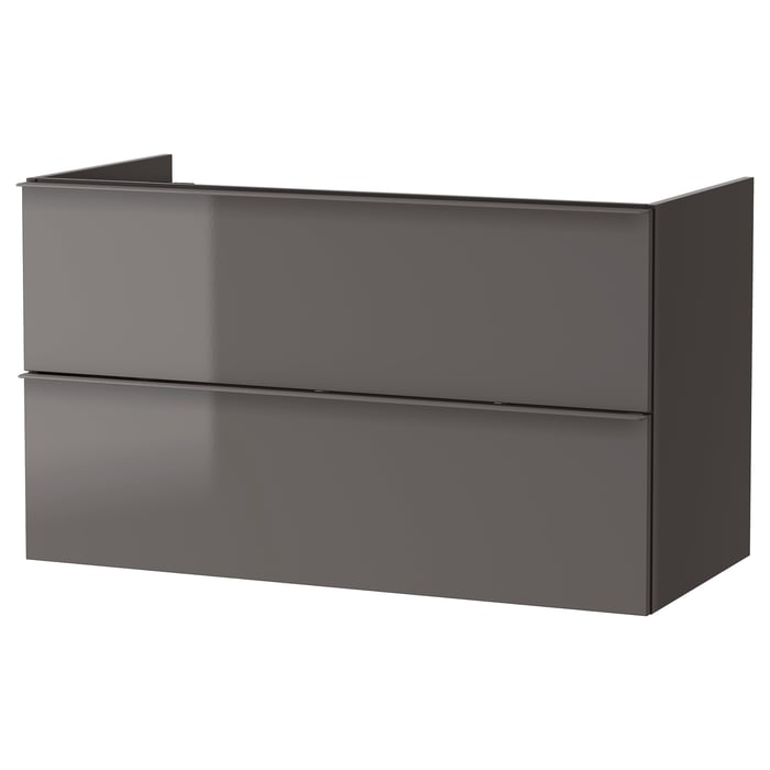 GODMORGON Bathroom vanity, high gloss gray, 100x47x58 cm (393/8x181 ...