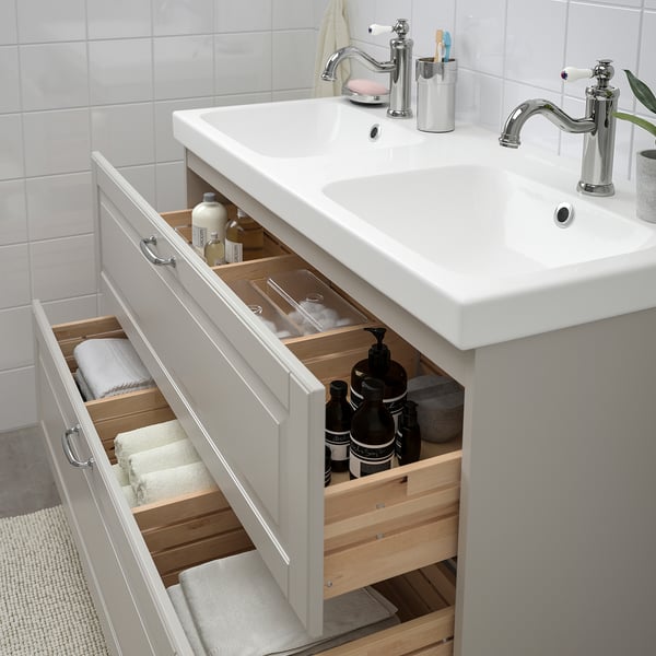 Bathroom vanity, Kasjön light gray, 100x47x58 cm (393/8x181