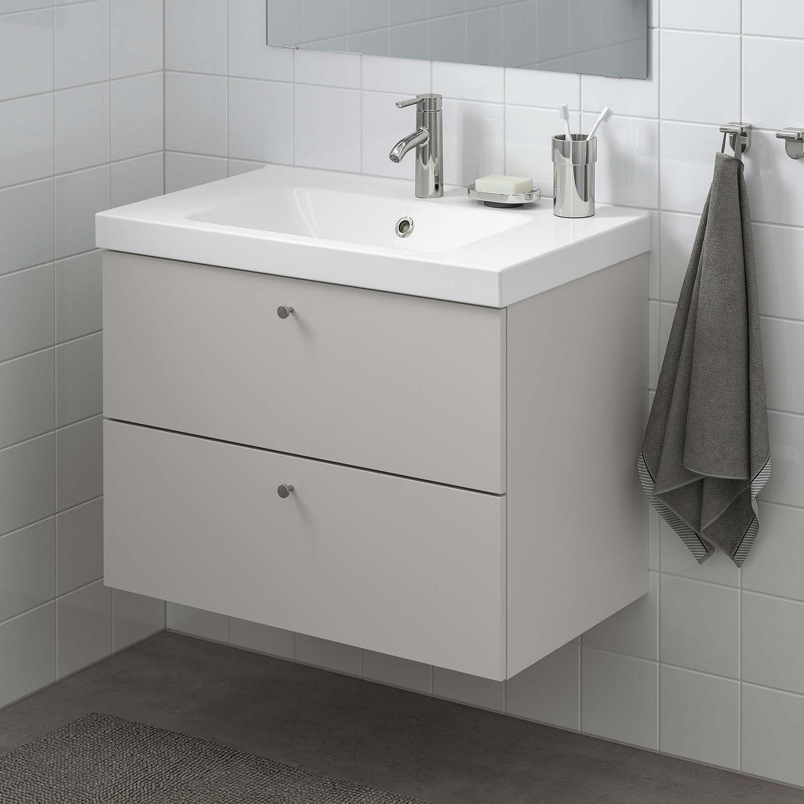 / ODENSVIK Bathroom vanity Gillburen light gray/Dalskär