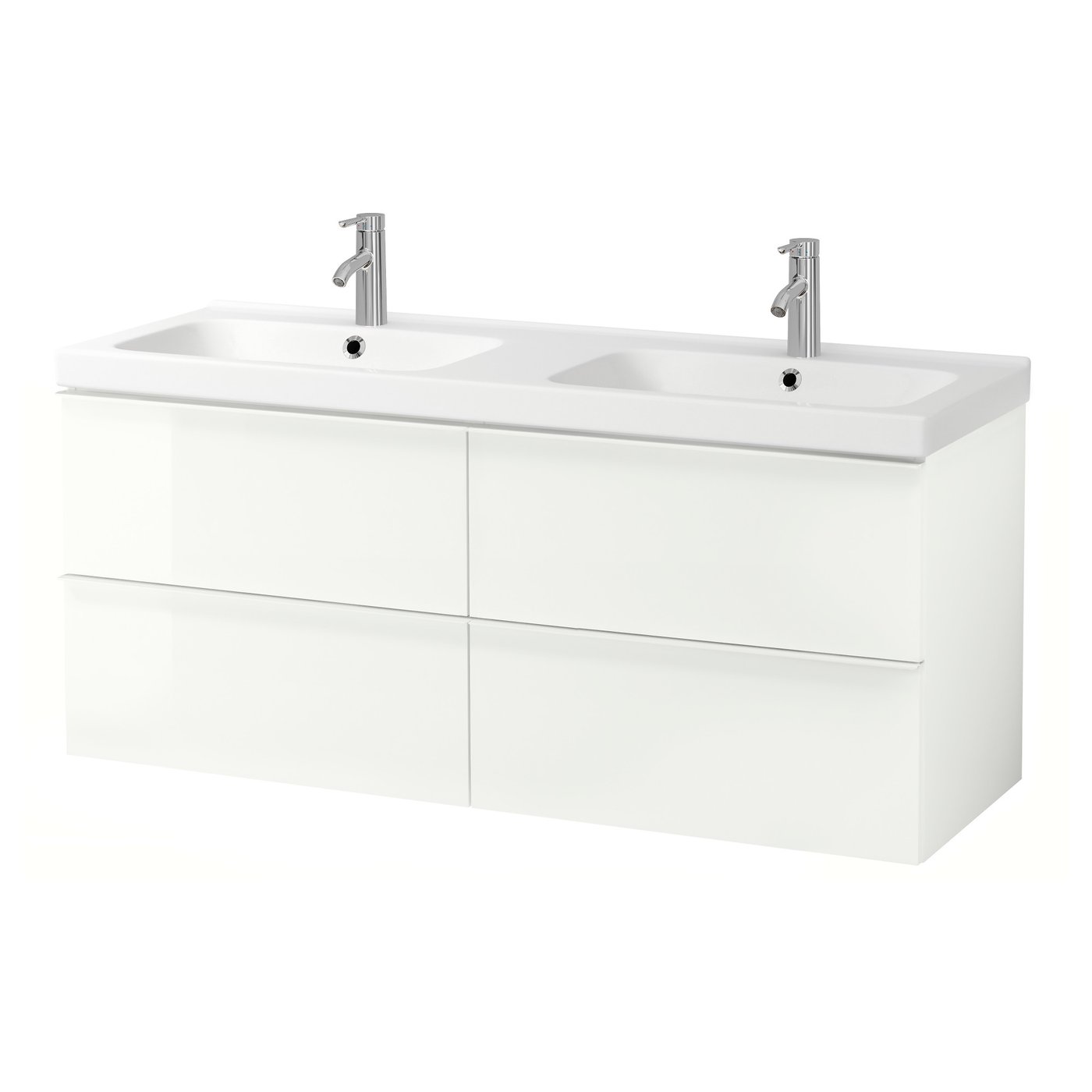 / ODENSVIK Bathroom vanity, high gloss white/Dalskär faucet