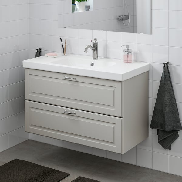 Godmorgon Odensvik Bathroom Vanity Kasjon Light Gray Hamnskar Faucet 103x49x64 Cm Shop Here Ikea