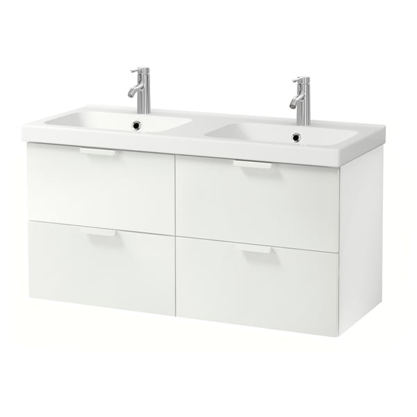/ ODENSVIK Bathroom vanity white, Dalskär faucet IKEA