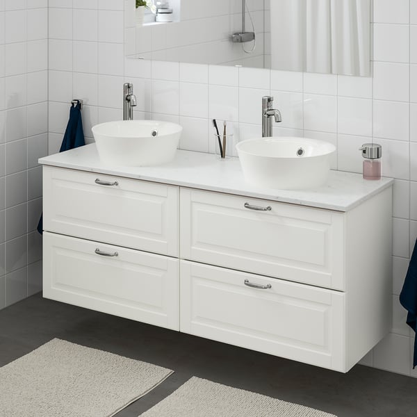 Godmorgon Tolken Kattevik Bathroom Vanity Kasjon White Marble