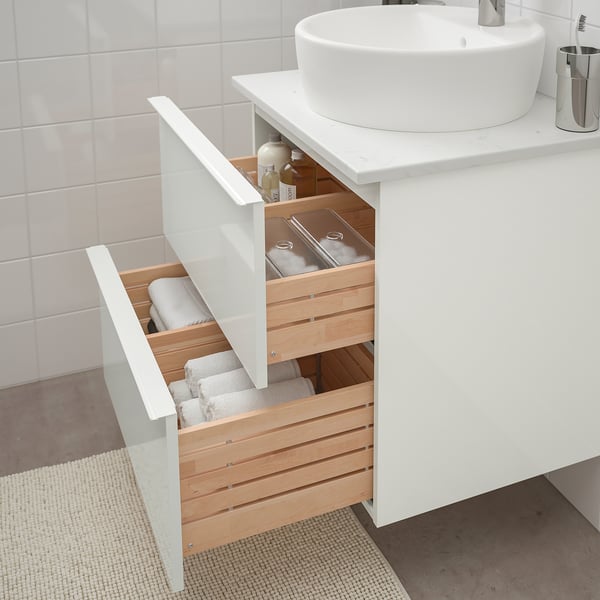 GODMORGON/TOLKEN / TÖRNVIKEN Bathroom vanity - high gloss ...
