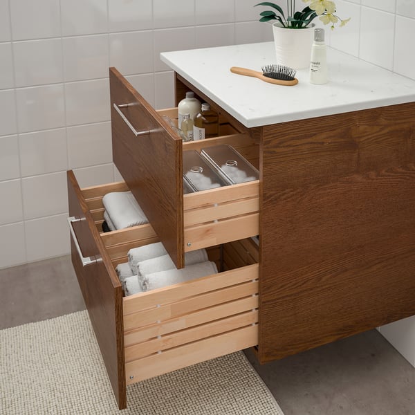 GODMORGON / TOLKEN Bathroom vanity - brown stained ash ...