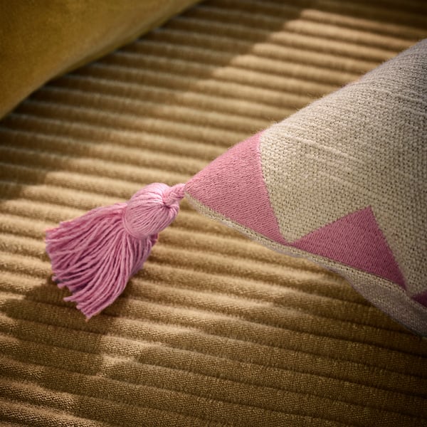 GOKVÄLLÅ Cushion cover, white/pink, 20x20 "