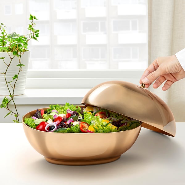 GOKVÄLLÅ Serving bowl with lid, 13x7x8 "