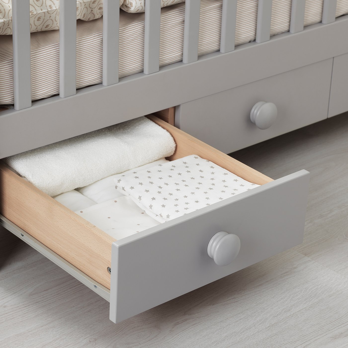 light gray crib