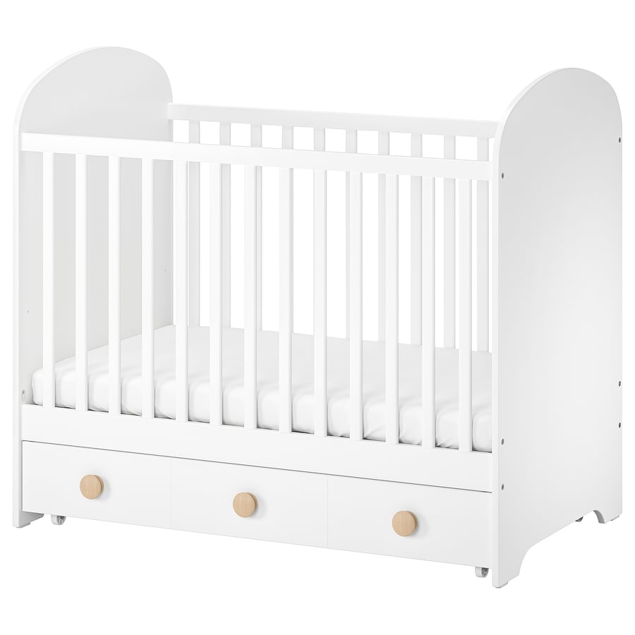 GONATT crib with drawer, white, 70x132 cm (271/2x52") IKEA CA