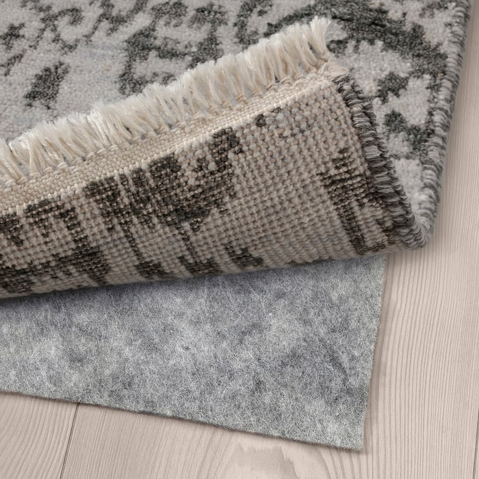 GRÄTTERUP Rug, low pile, handmade/silver color/black, 5'3"x7'7