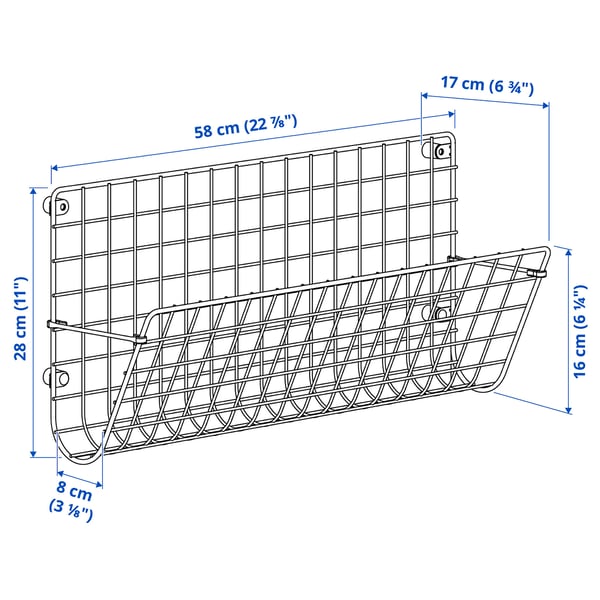 GREJIG Wall pocket, gray, 22 7/8x6 3/4x11 "