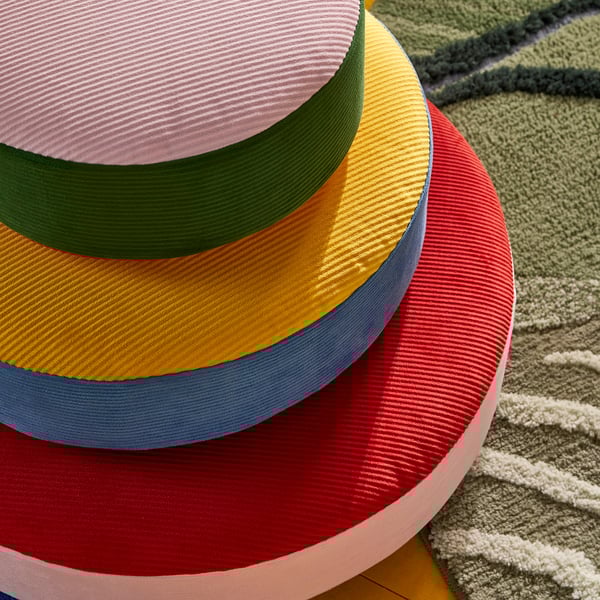 GREJSIMOJS Floor cushion, set of 3, stackable/multicolor