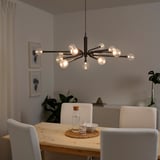 GRINSBYN Chandelier w light bulbs, 13-armed, black