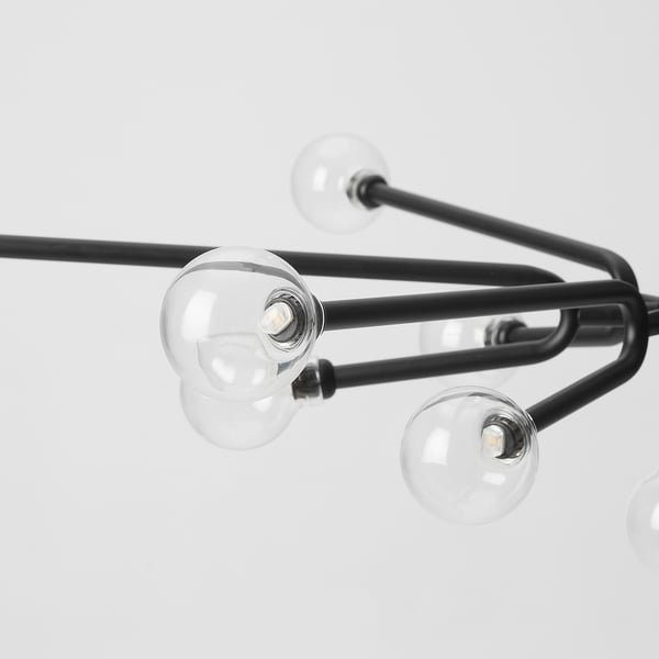 GRINSBYN Chandelier w light bulbs, 13-armed, black