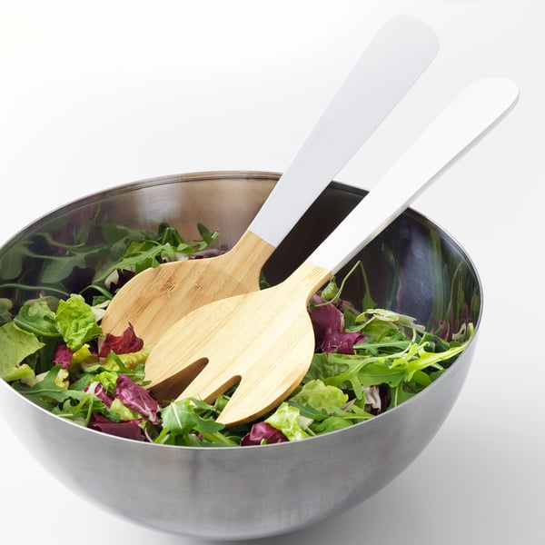 GRIPANDE 2piece salad server set bamboo/white IKEA