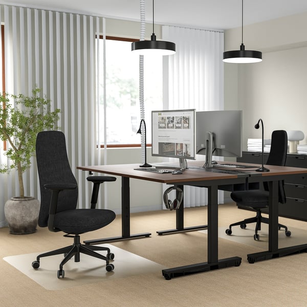 GRÖNFJÄLL Office chair with armrests, Letafors gray/black