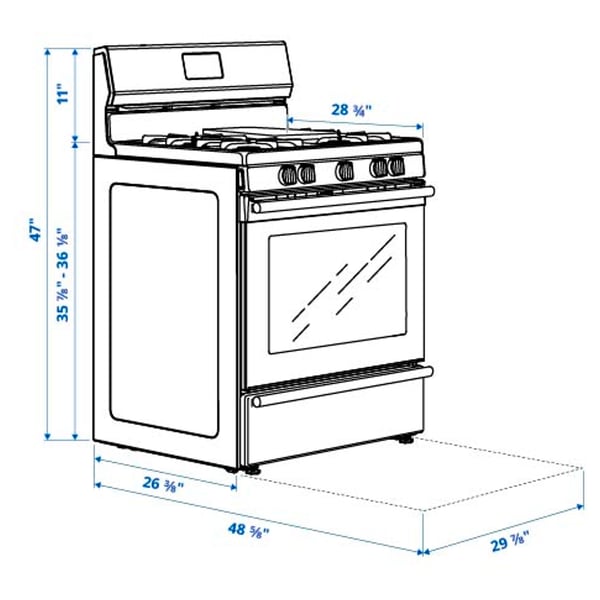 GRUNDLÄGGA range with gas cooktop, Stainless steel IKEA CA
