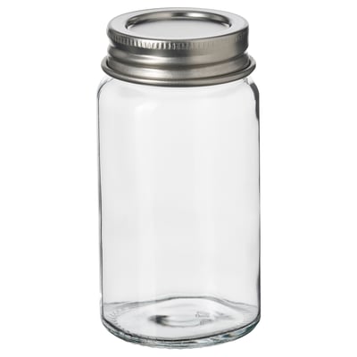 GULDFISK Spice jar, clear glass/stainless steel, 2 oz