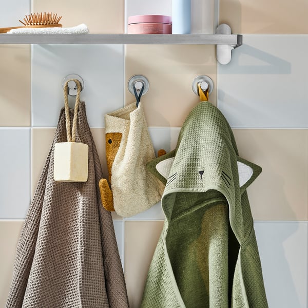 GULDVÄVARE Baby towel with hood, green, 23 5/8x49 1/4 "