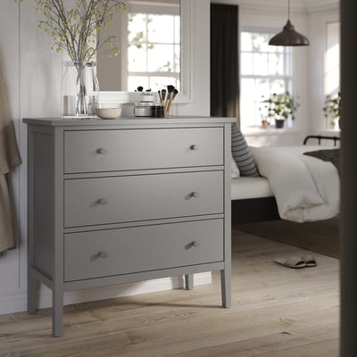 GULLABERG 3-drawer chest, gray/anchor/unlock-function, 39x18 7/8x39 3/8 "