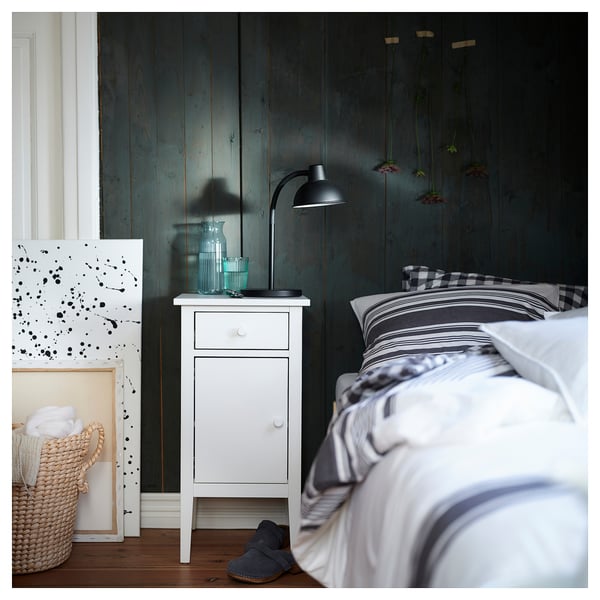 GULLABERG Nightstand, with 1 drawer with door/white, 15x15 3/4x29 1/2 "