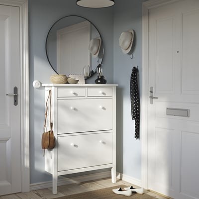 GULLABERG Shoe cabinet with 2 compartments, white, 34 5/8x11 3/4x48 "
