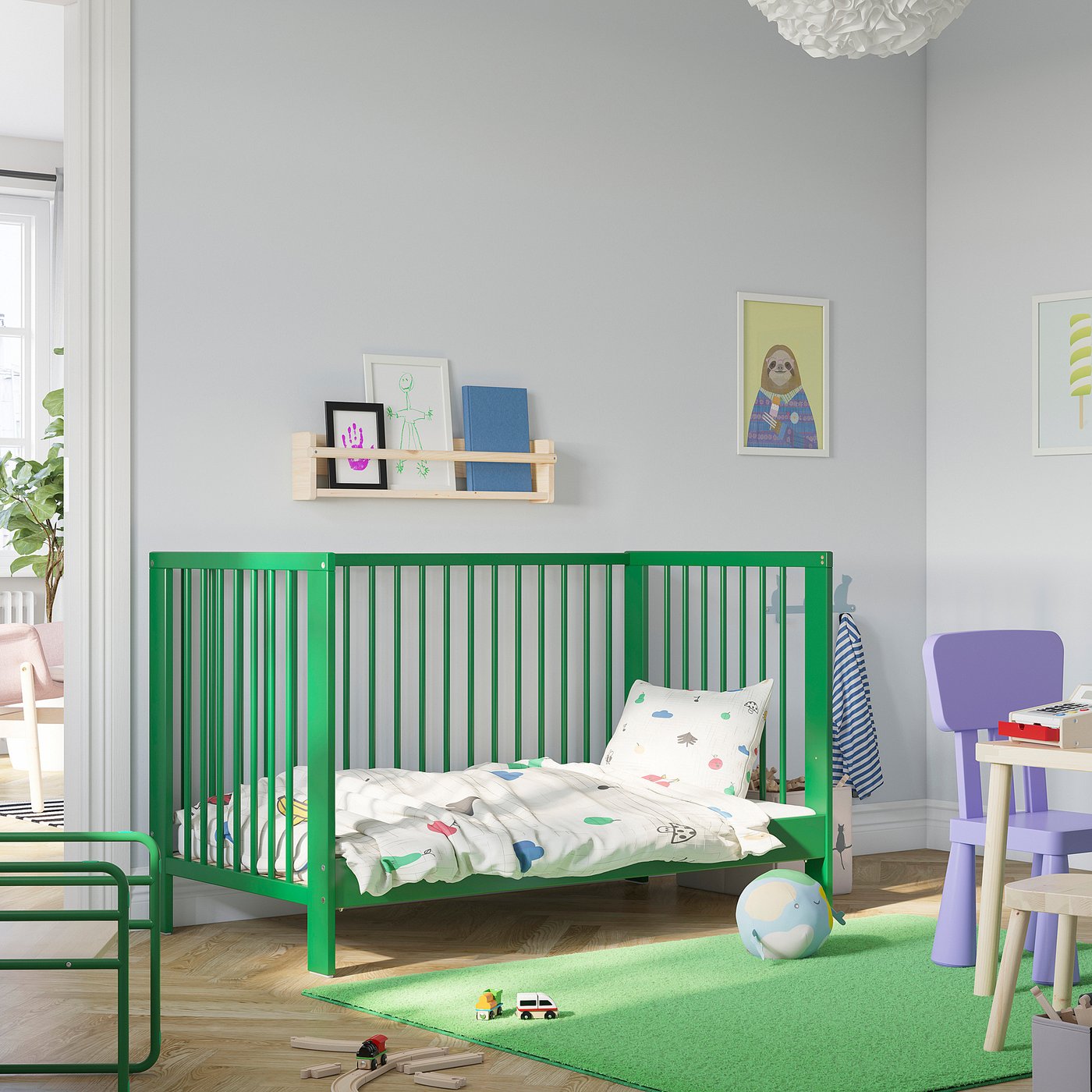 GULLIVER crib, green, 70x132 cm (271/2x52