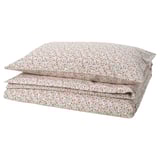 GULLNATTLJUS Duvet cover and pillowcase(s), white/floral pattern, Twin