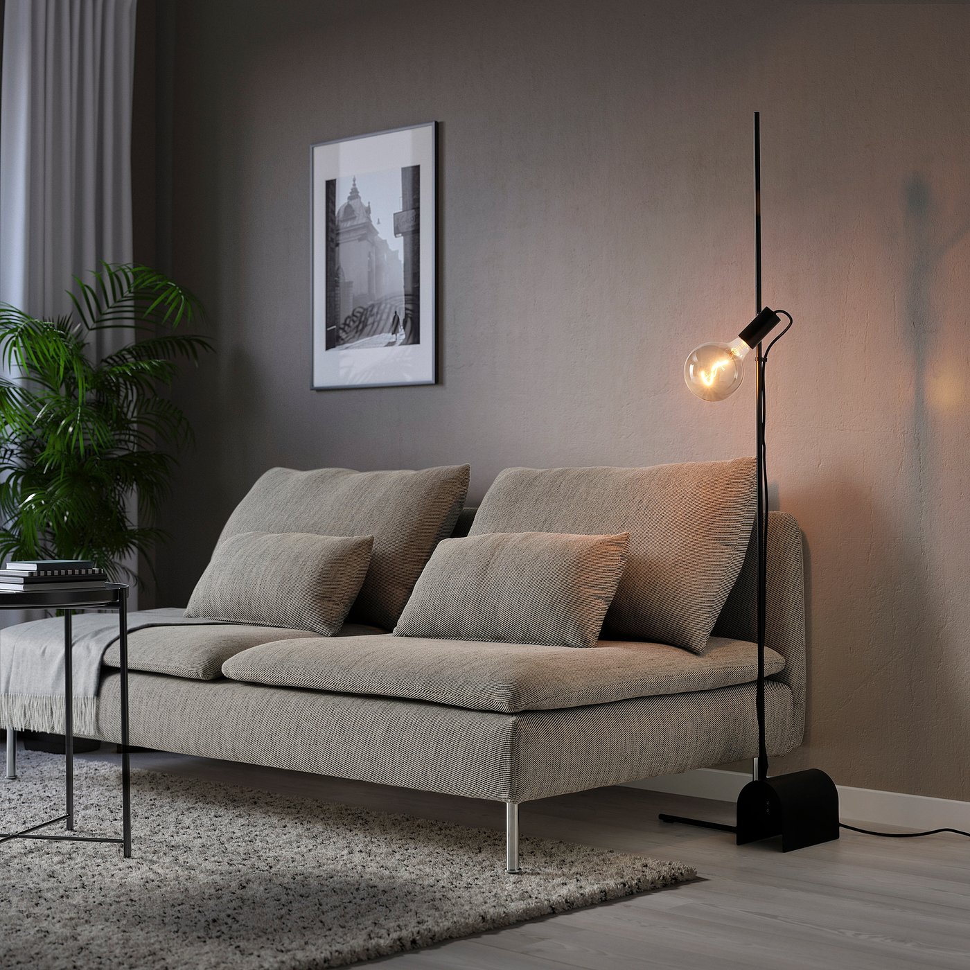 HÅRSLINGA floor lamp, black - IKEA CA