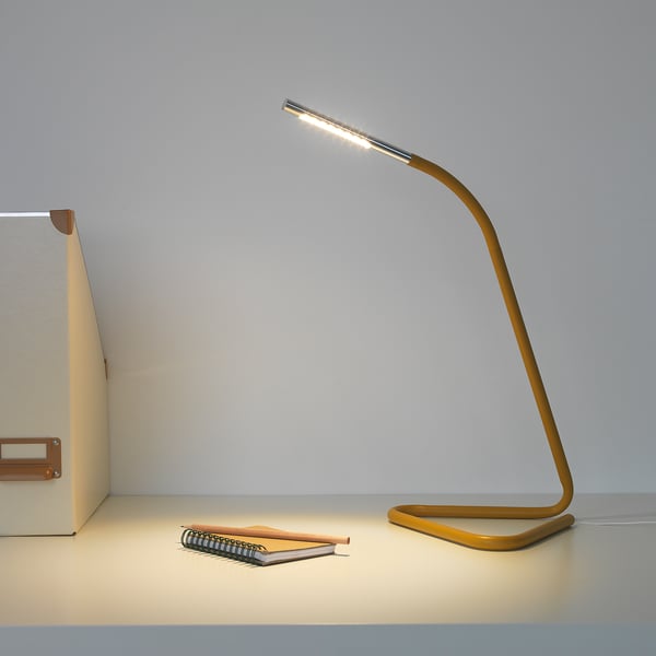 HÅRTE LED work lamp - yellow, silver color - IKEA