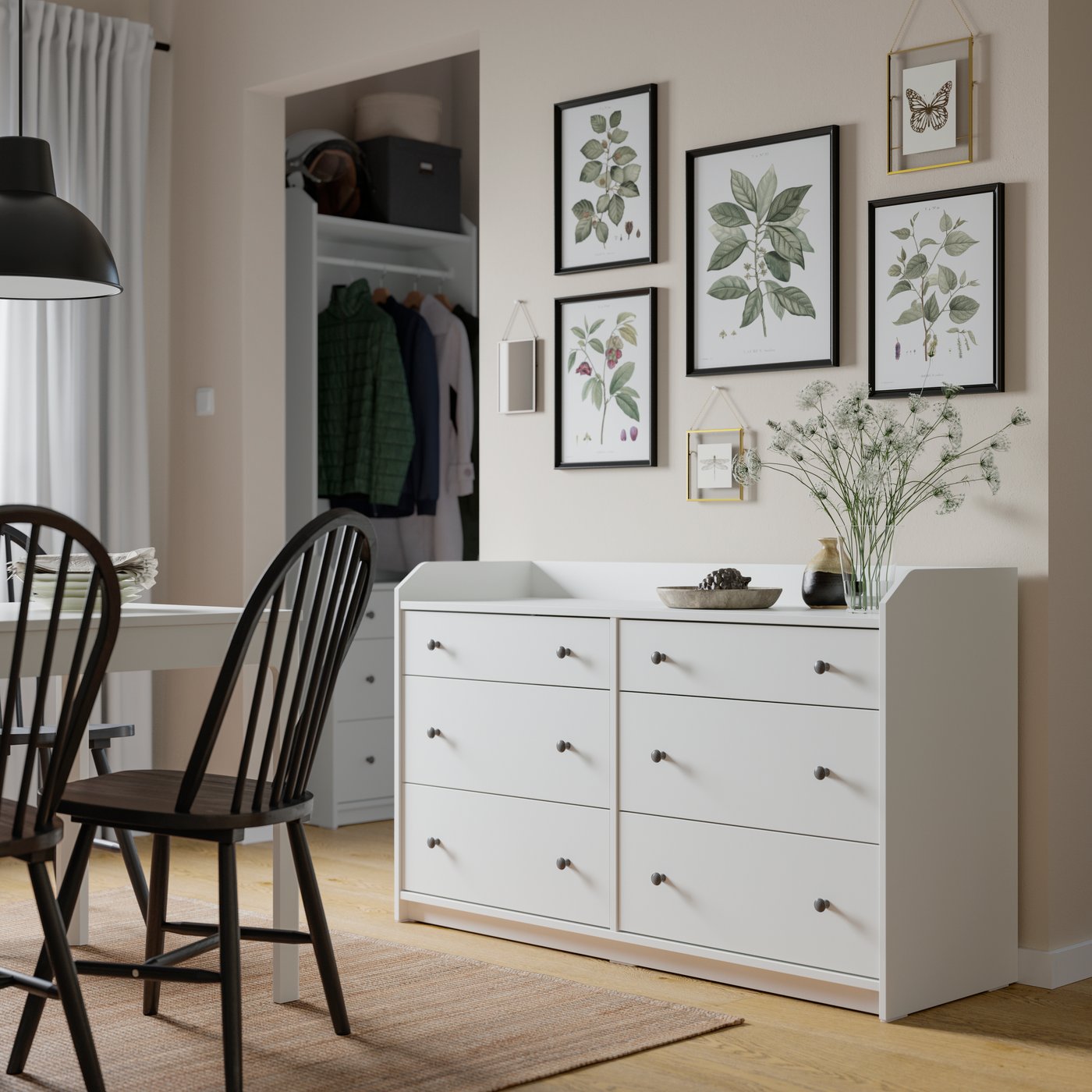 HAUGA 6-drawer dresser, white, 138x46x84 cm (543/8x181/8x331/8