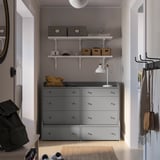 HAUGA 8-drawer dresser, gray, 54 3/8x41 "