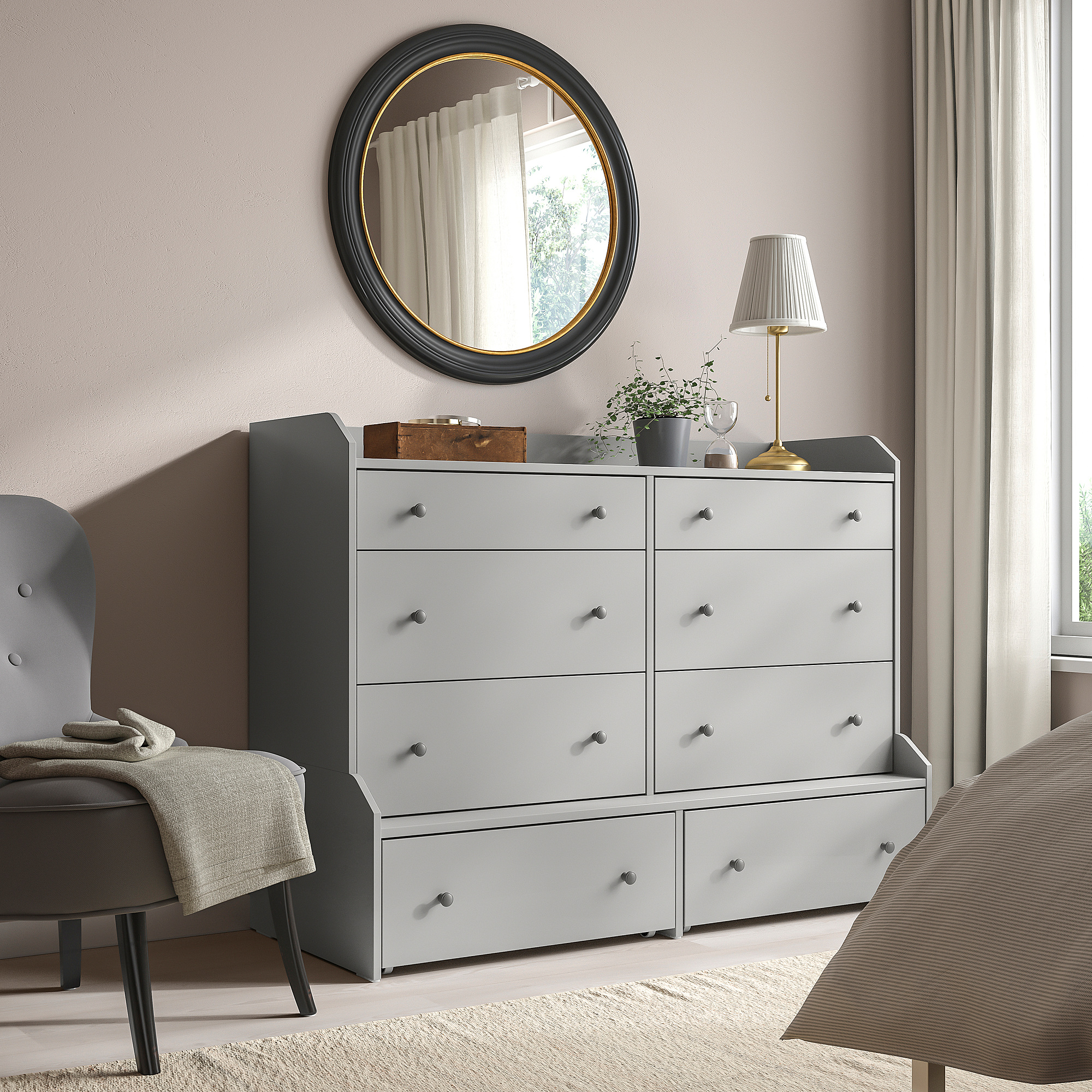 HAUGA 8-drawer dresser, gray, 54 3/8x41 "