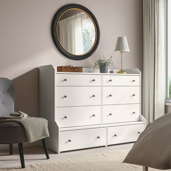 HAUGA 8-drawer dresser, white, 138x104 cm (543/8x41) - IKEA CA