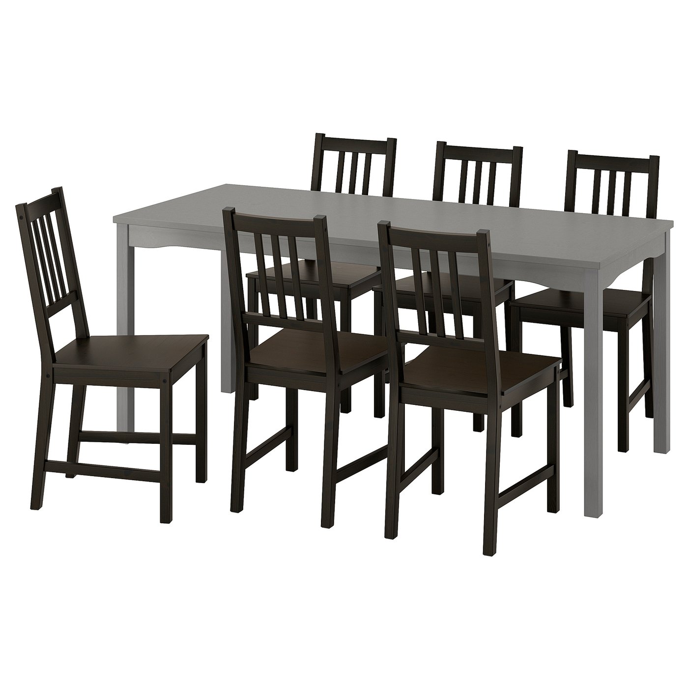 HAUGA STEFAN table and chairs, gray/gray, 168x74 cm (661/8x291