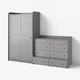 HAUGA Storage combination with drawers, gray, 100 3/4x21 5/8x78 3/8 "