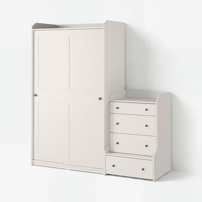 HAUGA Storage combination with drawers, white, 74x21 5/8x78 3/8 "