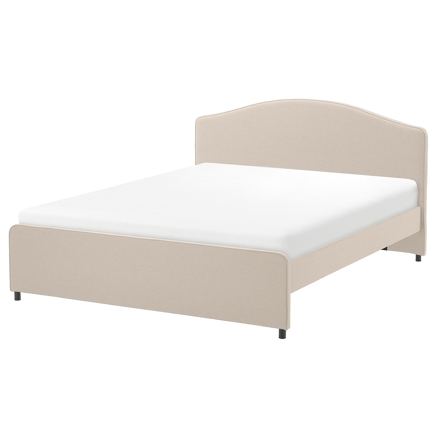 HAUGA upholstered bed frame, Lofallet beige, Queen IKEA CA