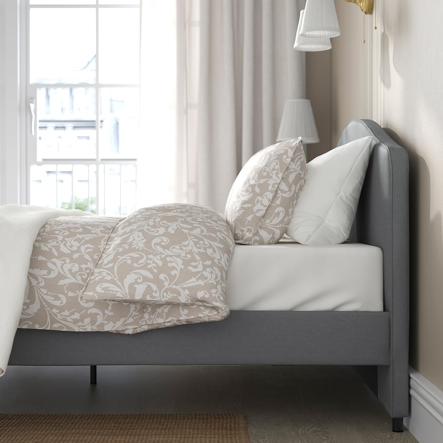 HAUGA upholstered bed frame, Vissle gray, Queen IKEA CA