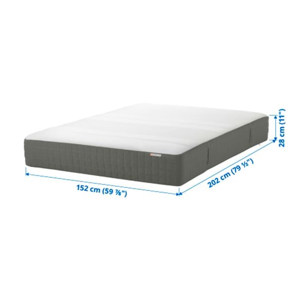 HAUGSVÄR Hybrid mattress, plush/dark gray, Queen